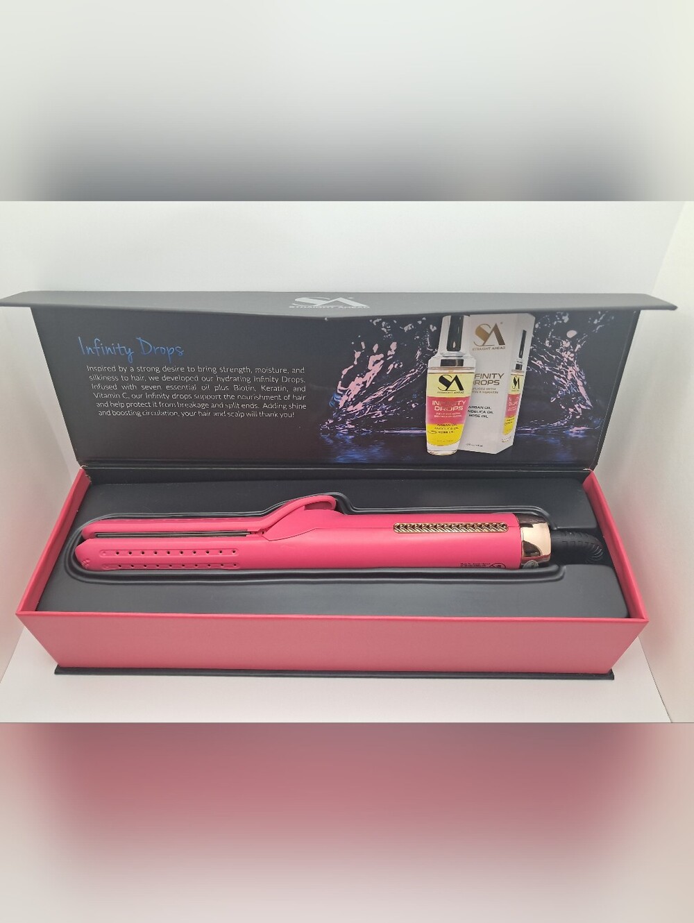 Straight Ahead Infrared Breeze Pink Hot Air Flat Iron Straightener Curling Wand